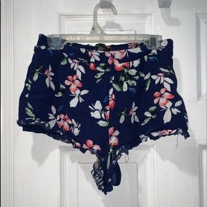 Blue Floral Print Shorts